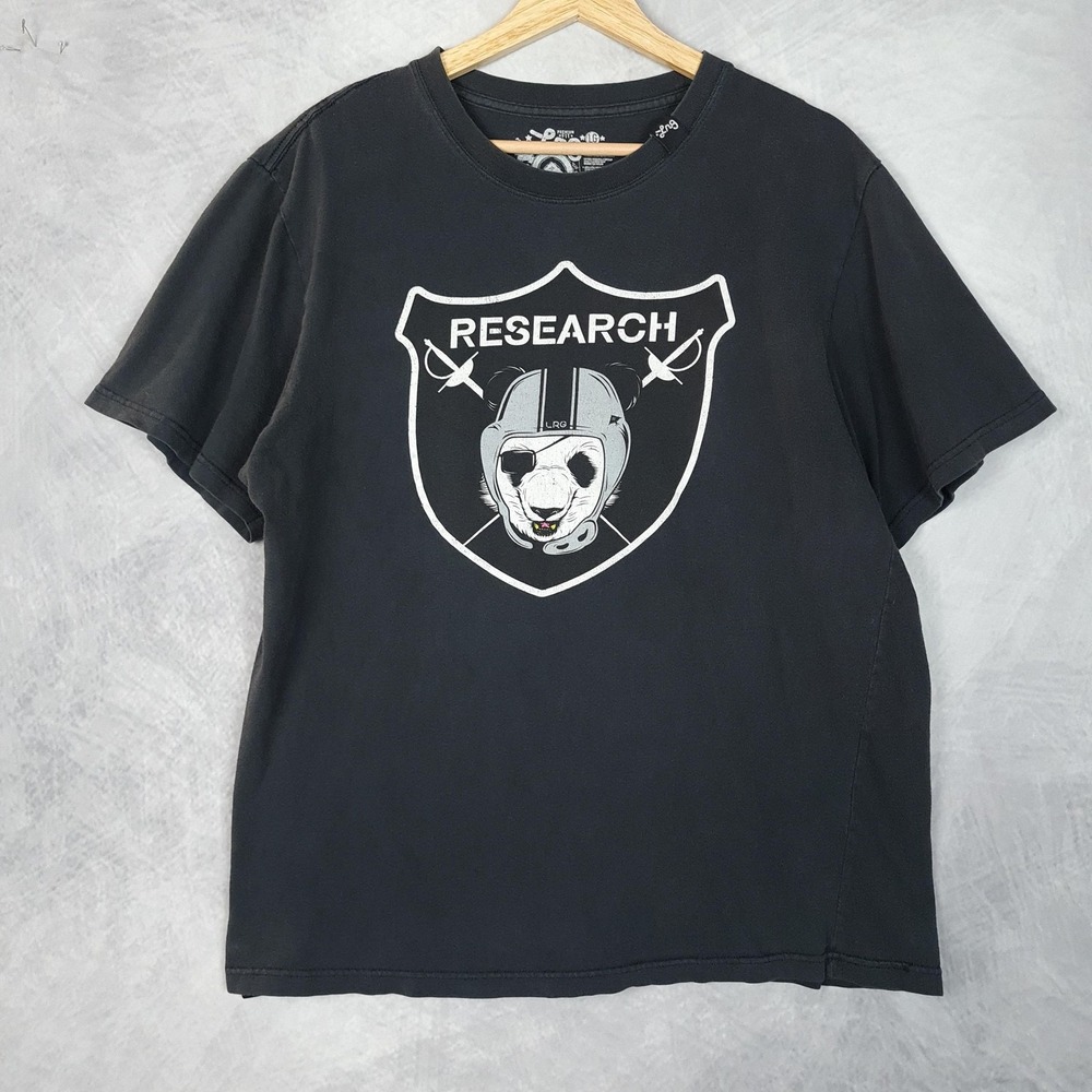 LRG Shirt Mens Large Black Research Panda Football Helmet Graphic Tee Streetwear